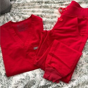 Figs Vivid Red Scrub Set